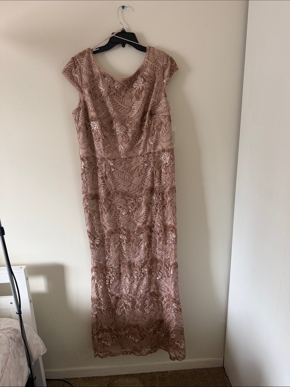Alex Evenings Rose Gold Lace Maxi Dress
